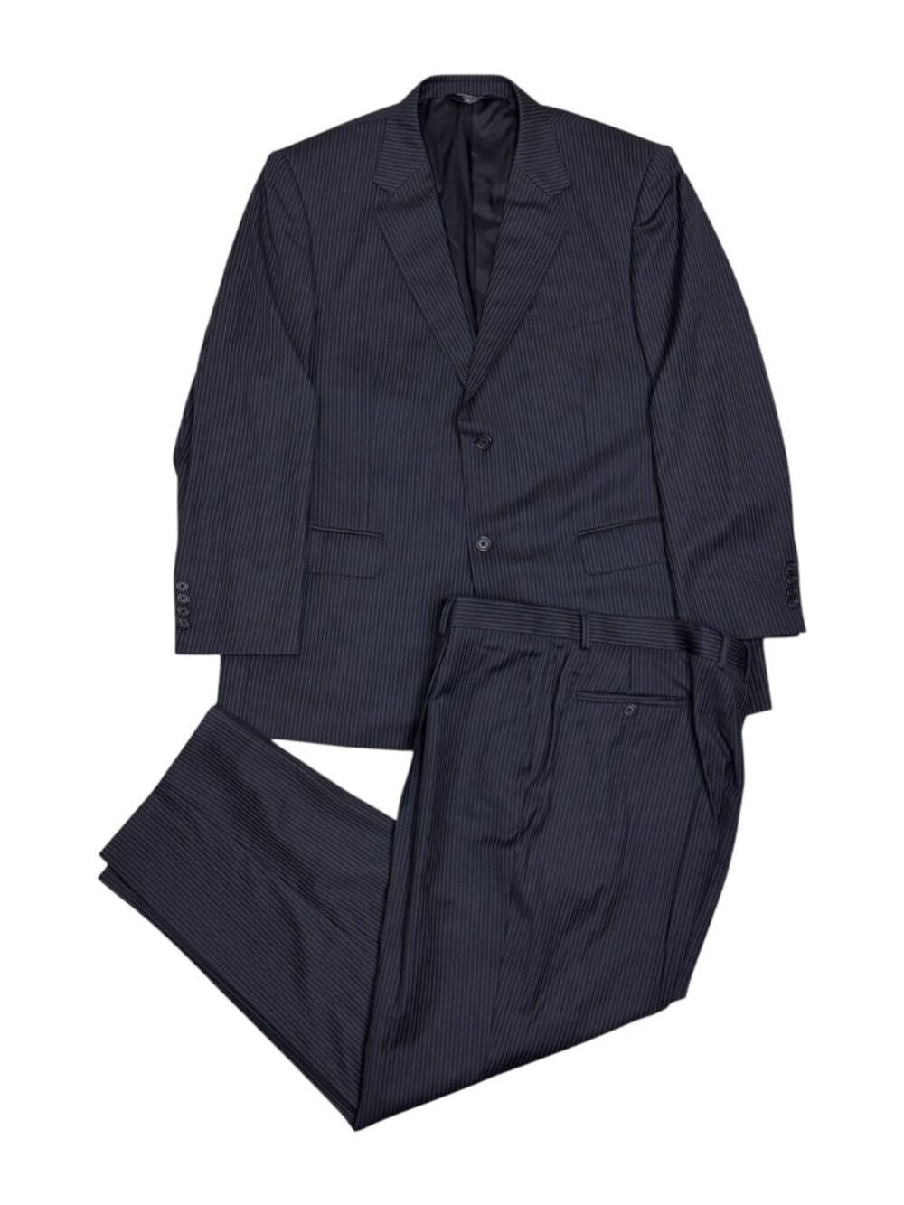 PRONTO UOMO Wool Suit SUPER 120s Blazer Dress Pants Pinstripe Business Mens 44R